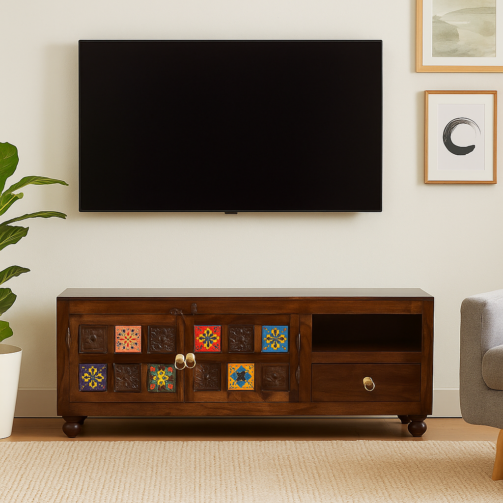 Tile Carving Tv Unit