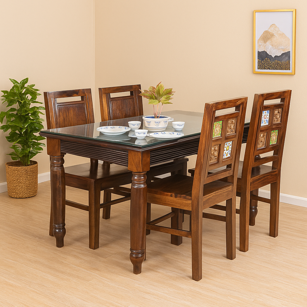 Tile Carving Dining set 4 Seater