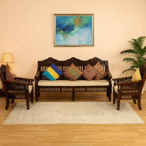 Gilli Peacock Wooden Sofa 3+1+1 Seater