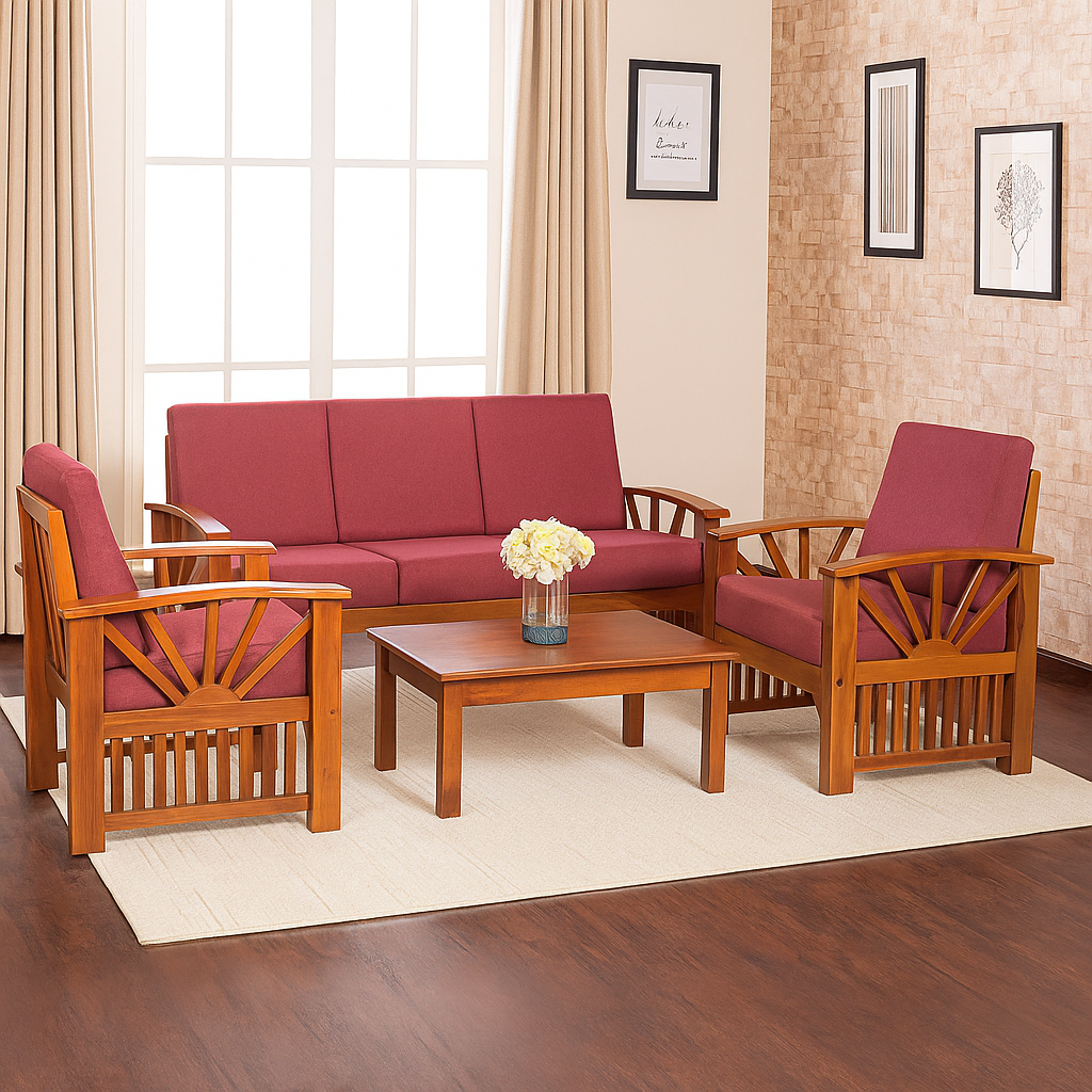 Sunrise Wooden Sofa 3+1+1 Seater