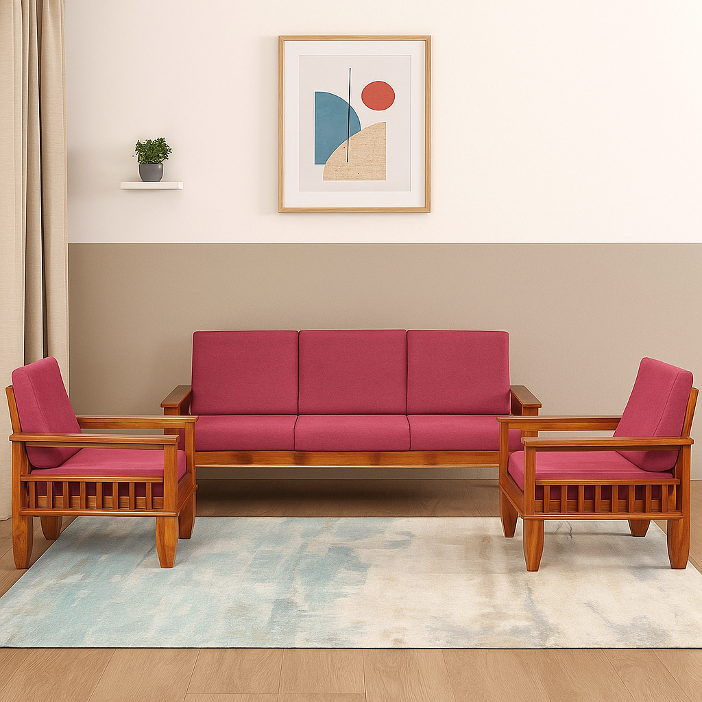 Magazine  Wooden Sofa 3+1+1 Seater