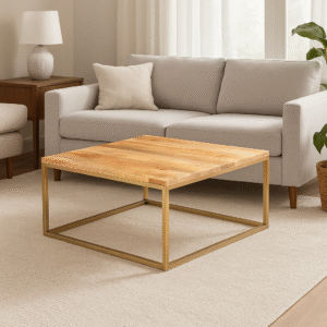 Victoria Mango Top Metal Leg Coffee Table