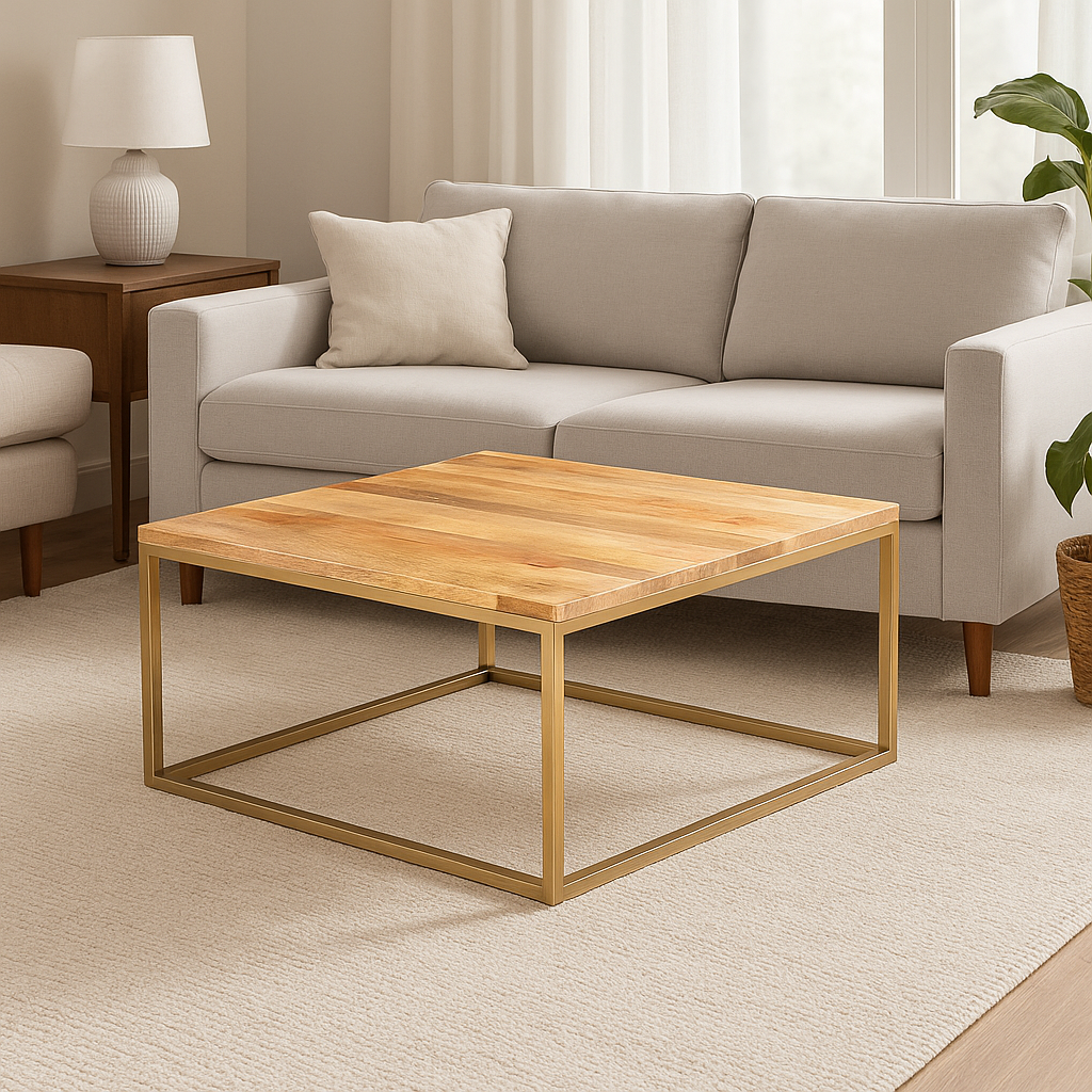 Victoria Mango Top Metal Leg Coffee Table