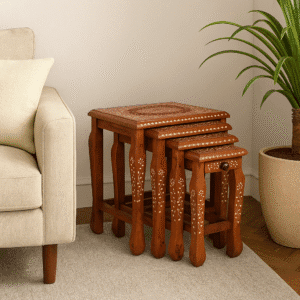 Aligarh Bone Inlay Nested Stool Set