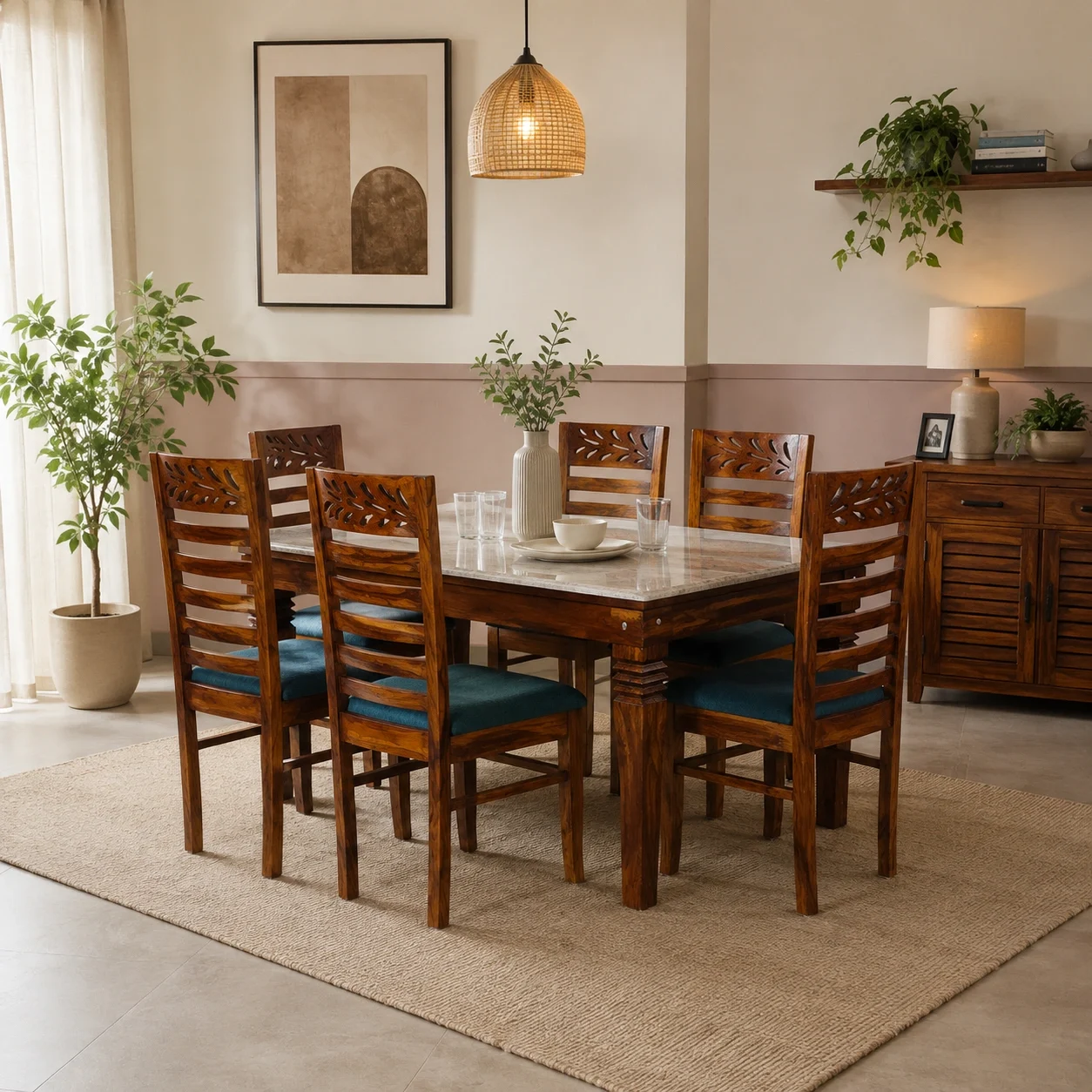 Vintage Leaf Dining set 6 seater