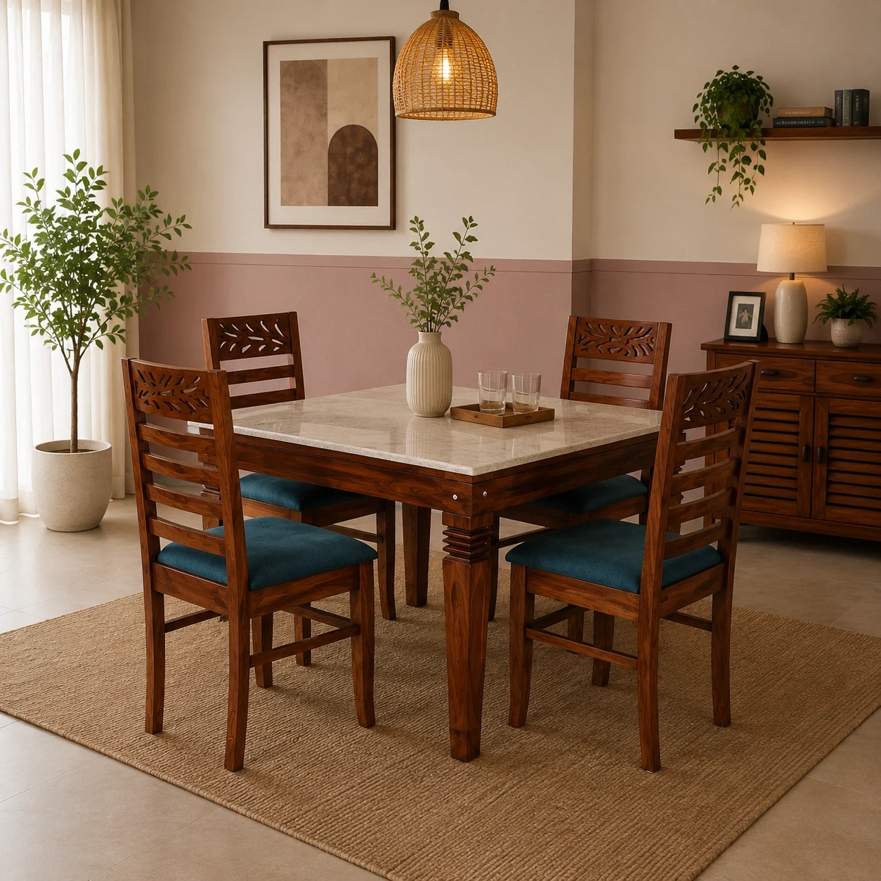 Vintage Leaf Dining set 4 seater